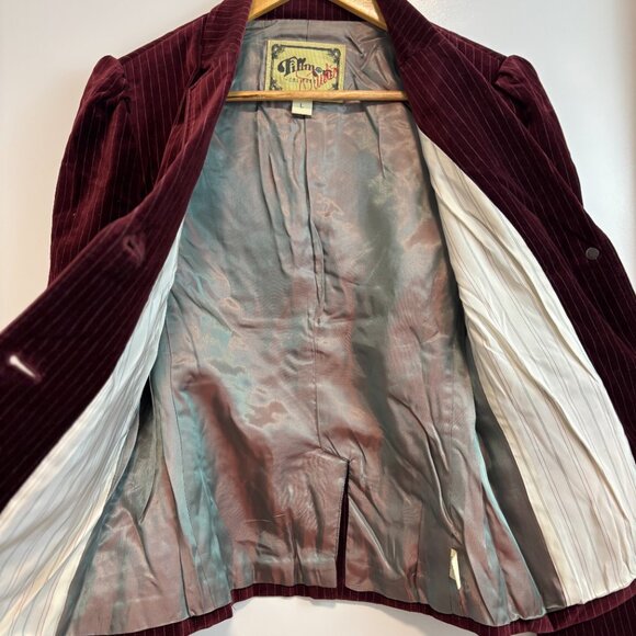 Victorian Velvet Jacket - Burgundy Pinstripe Blazer - Picture 8 of 16